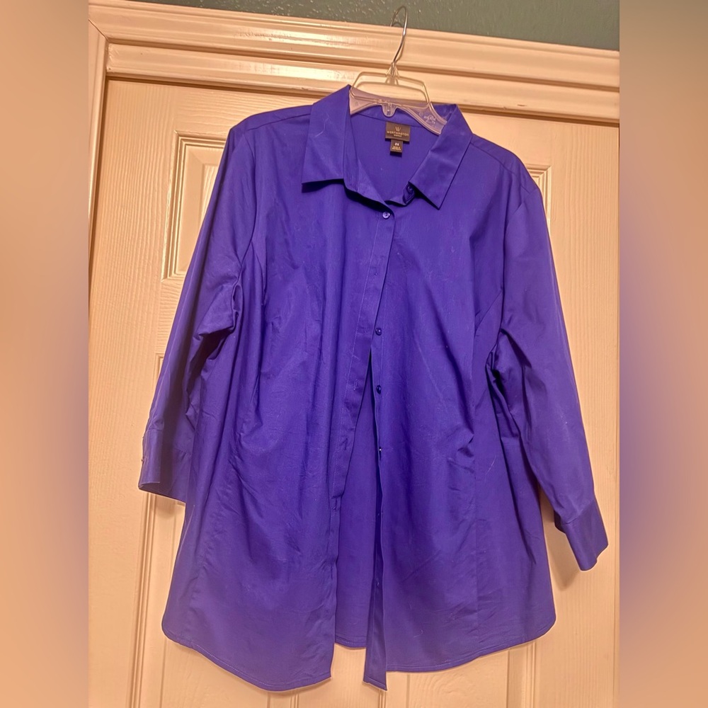 Worthington Royal Blue Button-Down Blouse